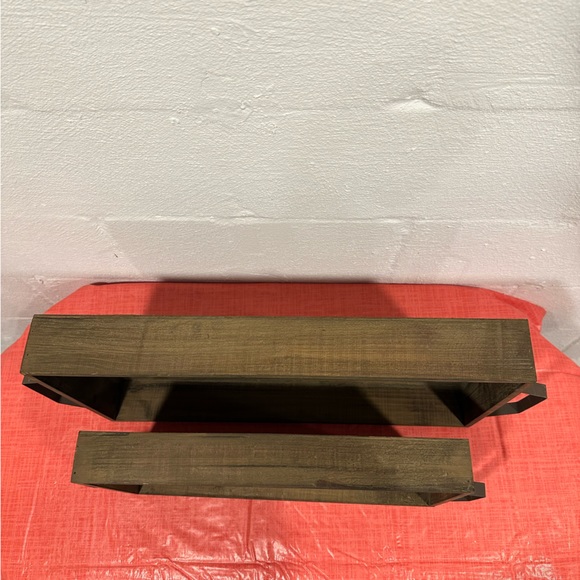 Set of 2 Rustic wooden and metal trays - Picture 2 of 8